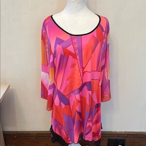 Peter Nygard Pink Purple Geometric Tunic